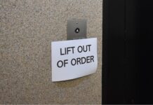 Civic centre lift in disrepair